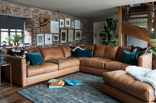 alexander and james tod tan leather corner sofa lifestyle