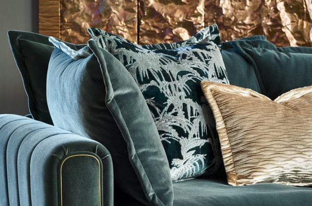 alexander and james summerton green corner velvet sofa with scatterback cushions