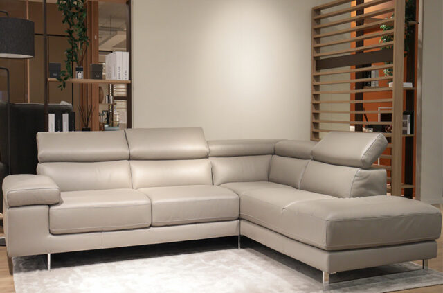 natuzzi b619 grey leather corner sofa