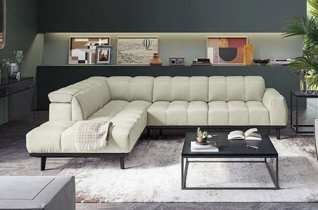 natuzzi c141 cream corner leather sofa