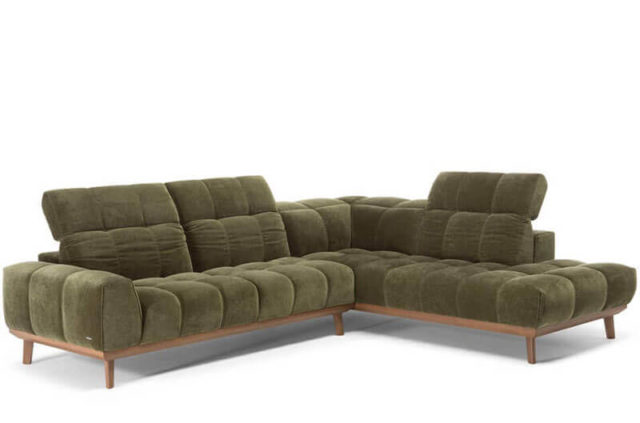 natuzzi editions C141 forest green corner sofa with headrest