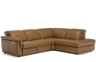 natuzzi C107 tan leather recliner corner sofa