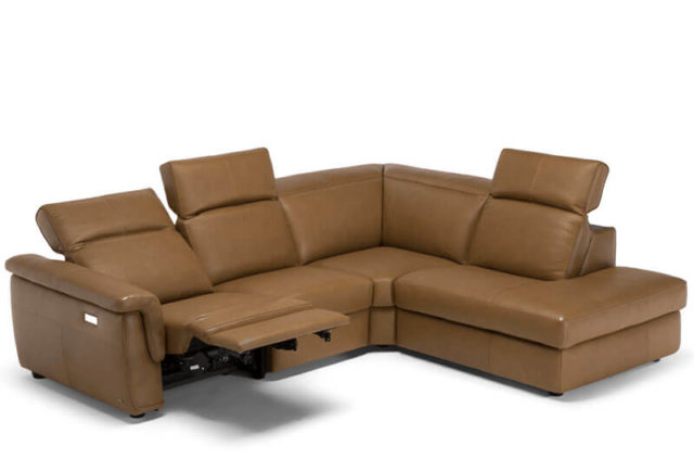 natuzzi C107 tan leather recliner corner sofa