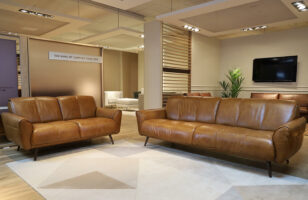 natuzzi editions B993 tan leather sofa set