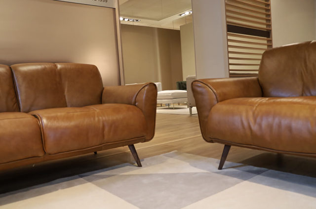 natuzzi editions B993 tan leather sofa set