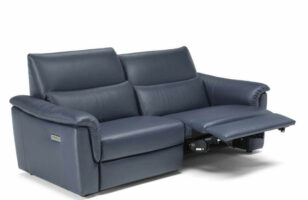 natuzzi editions C176 blue Italian leather recliner sofa