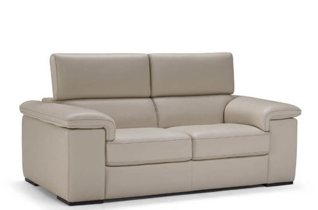 natuzzi editions b817 cream leather sofa with wood legs