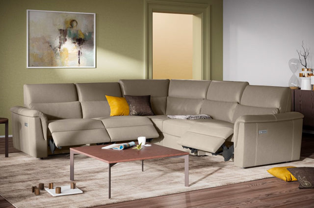 natuzzi editions c176 cream recliner corner sofa