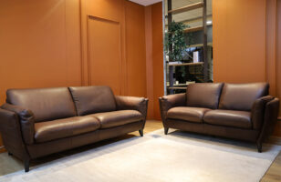 natuzzi editions b908 brown leather sofa set