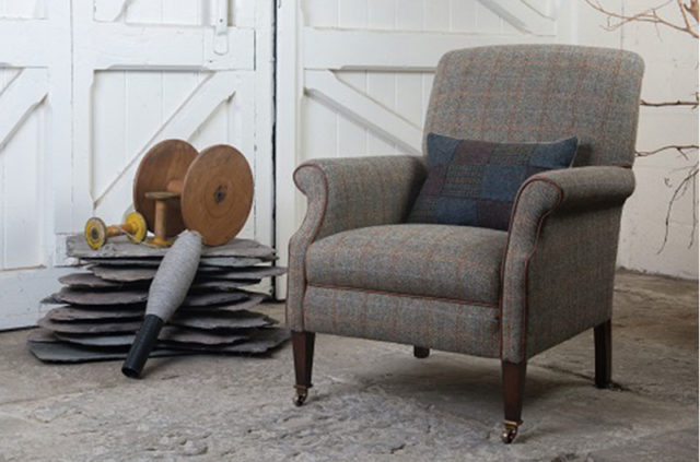 tetrad bowmore harris tweed grey fabric armchair