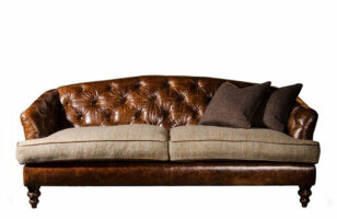 tetrad dalmore harris tweed sofa with leather arms