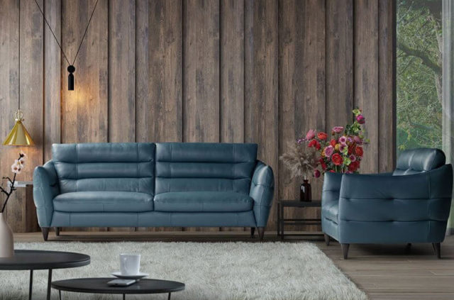 cabrini turquoise blue 3 and 2 leather sofa