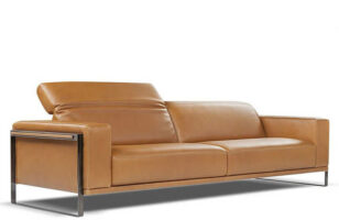 nicoletti bamboo brown leather contemporary sofa