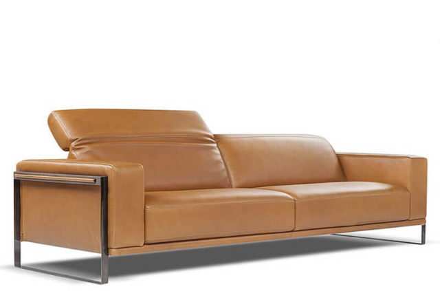 nicoletti bamboo brown leather contemporary sofa