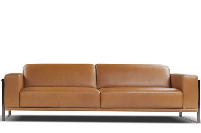 nicoletti bamboo tan leather contemporary sofa