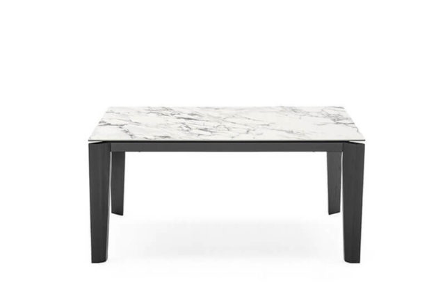calligaris extending white marble table with metal legs