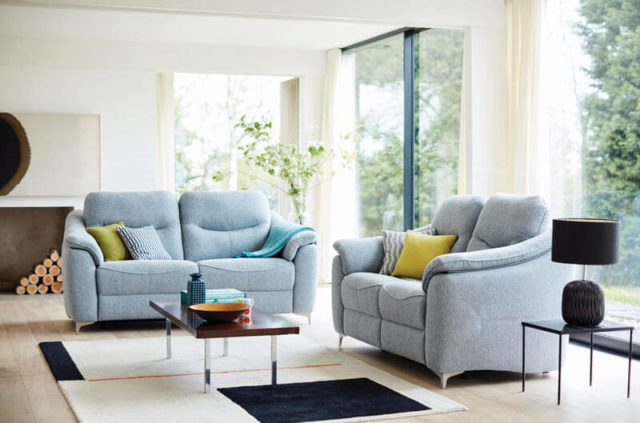 gplan jackson 3 seater fabric sofa with chrome legs