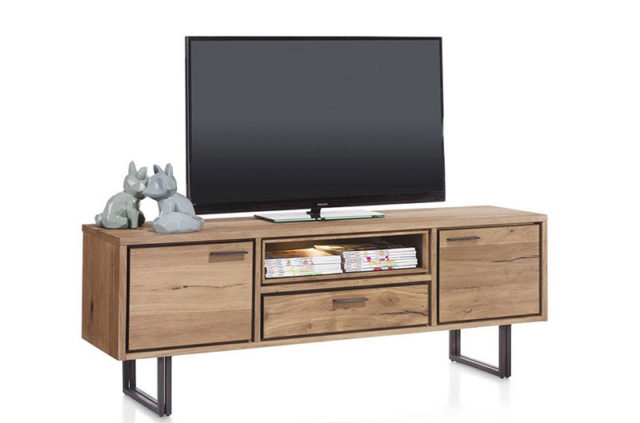xooon denmark TV-stand-lowboard-oak wood with metal feet side