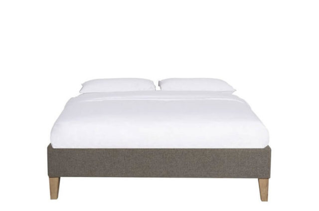 neptune francis fabric bed frame with wooden leg and mattress