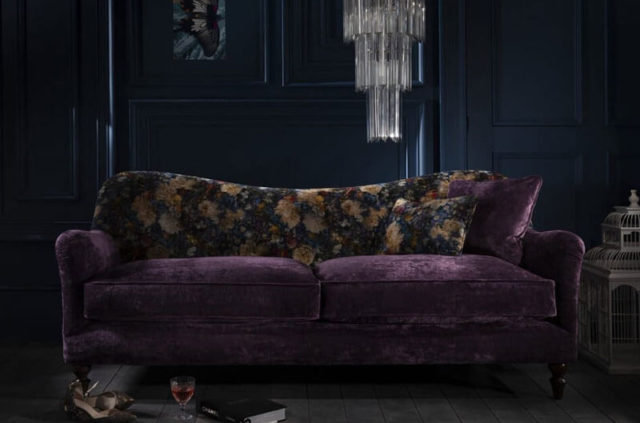 spink and edgar tiffany purple fabric sofa