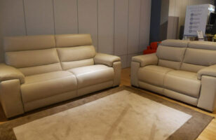 Dante 3 and 2 seater stone leather sofa