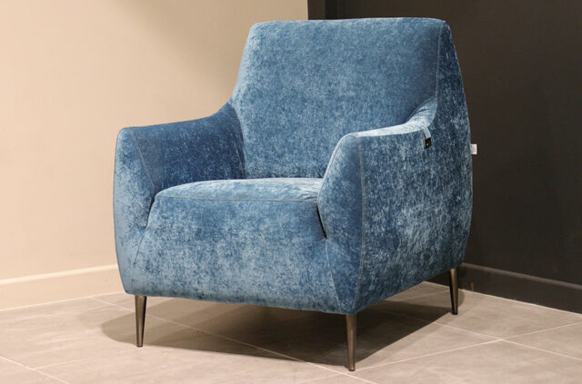 norcia blue velvet fabric armchair