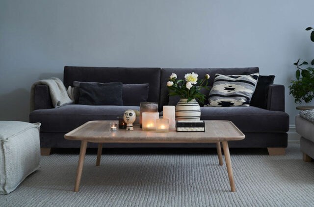SITS brandon navy blue fabric sofa
