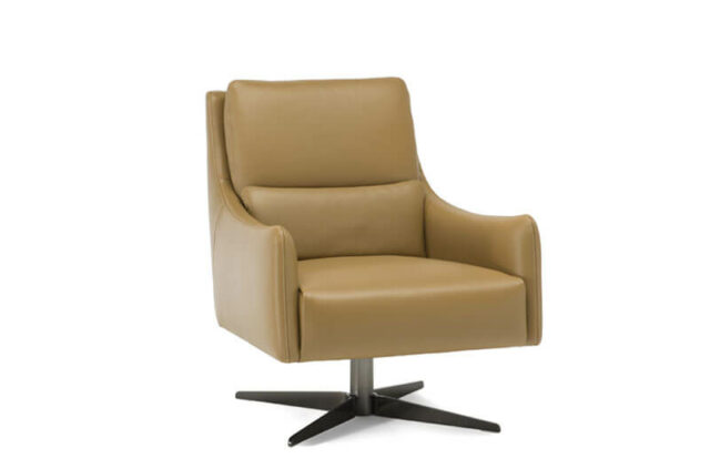 natuzzi C065 leather swivel armchair