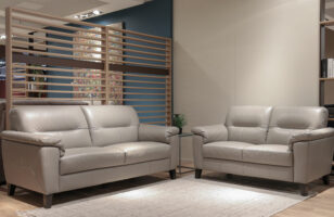 Natuzzi U346 grey 3 + 2 leather sofa