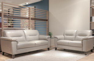natuzzi editions u346 leather 3+2 sofa light grey new