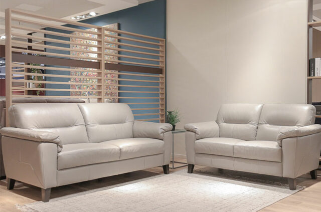 natuzzi editions u346 leather 3+2 sofa light grey new