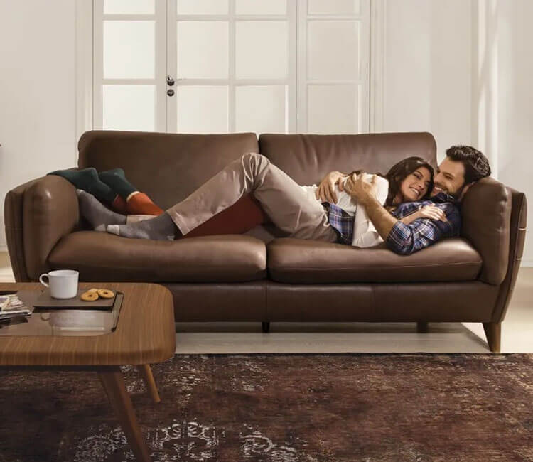 Natuzzi Editions - B908 brown leather sofa