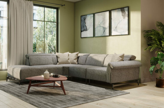 natuzzi c143 grey fabric sofa