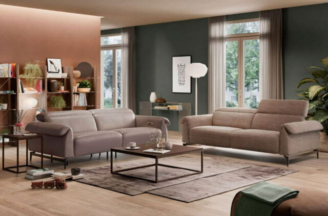 natuzzi editions C143 grey fabric corner sofa