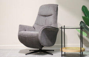 William grey fabric swivel armchair