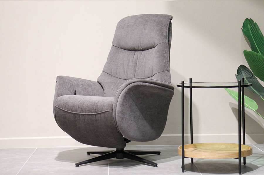 William grey fabric swivel armchair