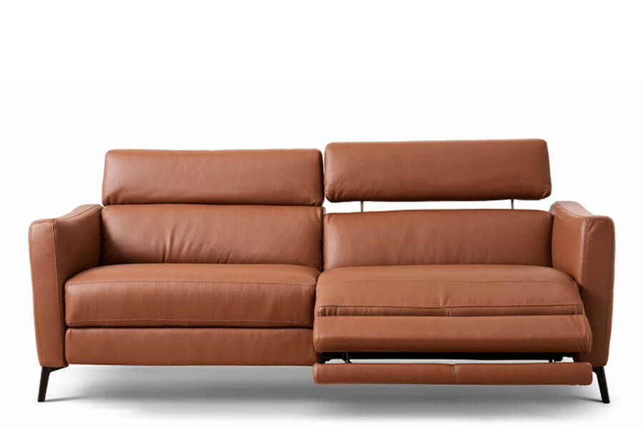 natuzzi editions-C200 tan leather recliner sofa with electrics