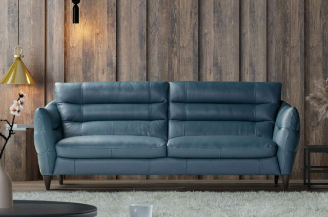 cabrini turquoise blue 3 seater-leather sofa