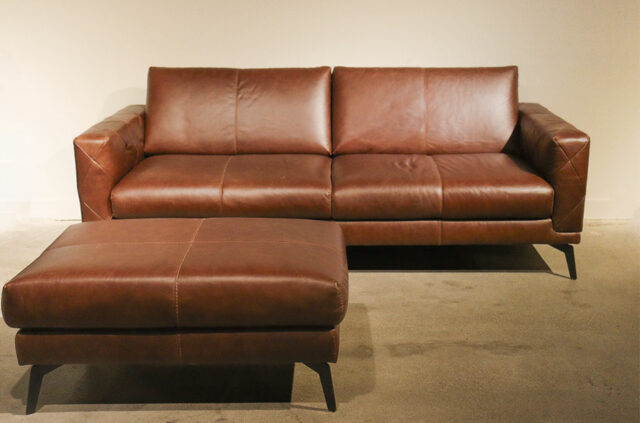 natuzzi-C198-3-seater+stool-brown-leather