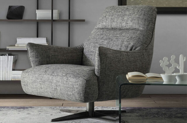Natuzzi C056 leather armchair lifestyle fabric