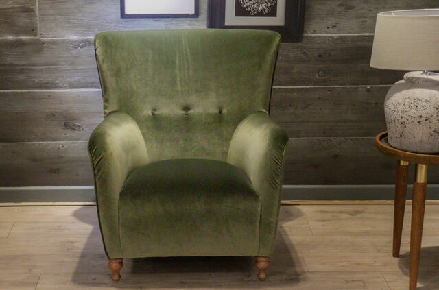 alexander&james perry chair green fabric front