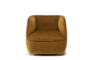 natuzzi C195 swivel mustard fabric chair