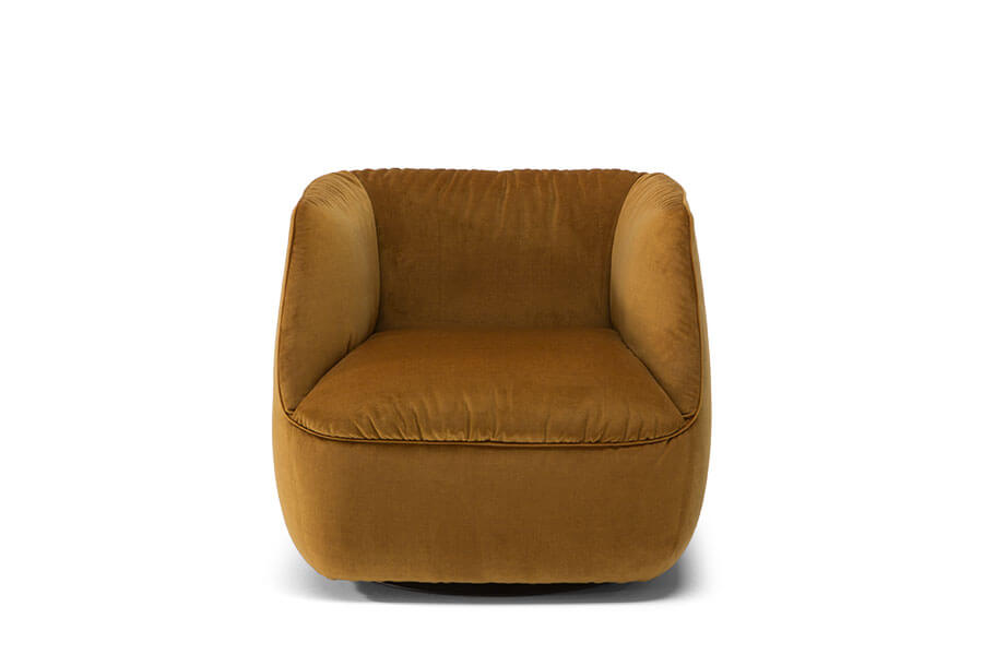 natuzzi C195 swivel mustard fabric chair